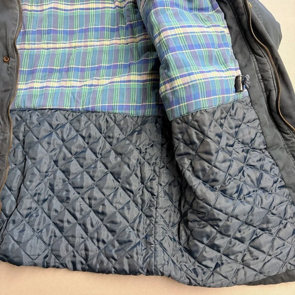 J. Blair Men’s 2XL Blue Barn Coat Plaid Lined Corduroy Collar Chore Jacket